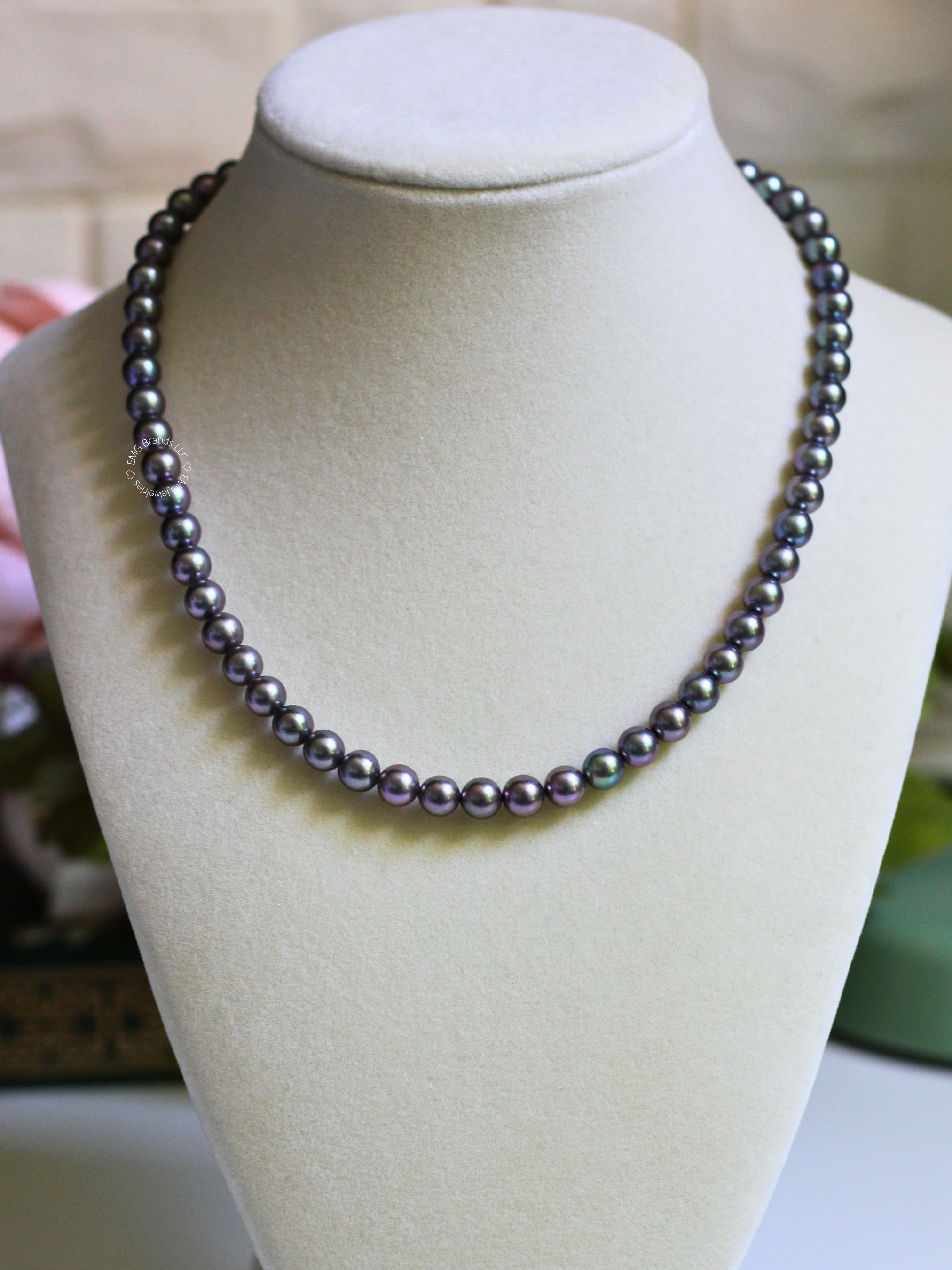 Peacock Black Japanese Akoya Pearl Necklace