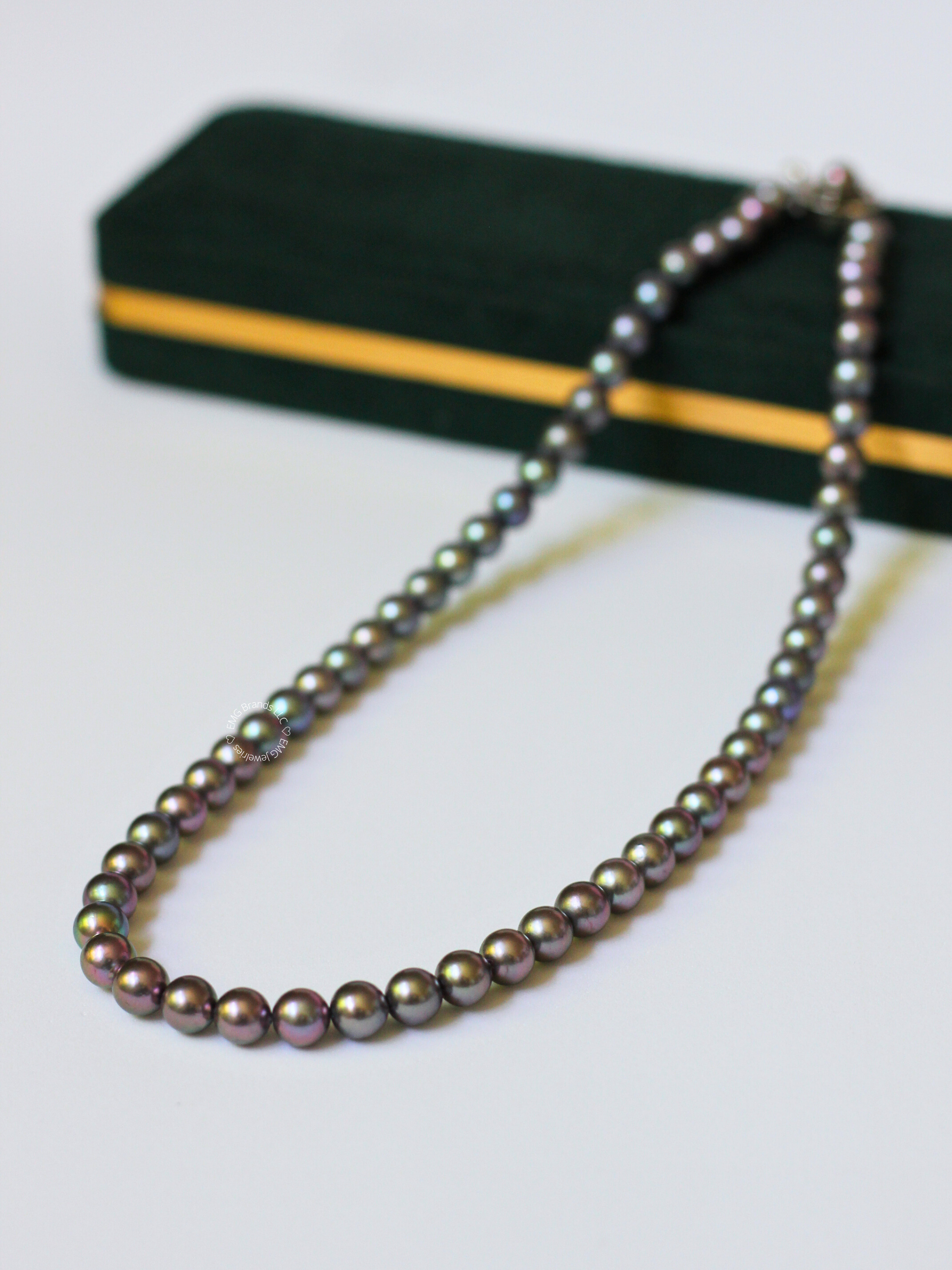 Peacock Black Japanese Akoya Pearl Necklace