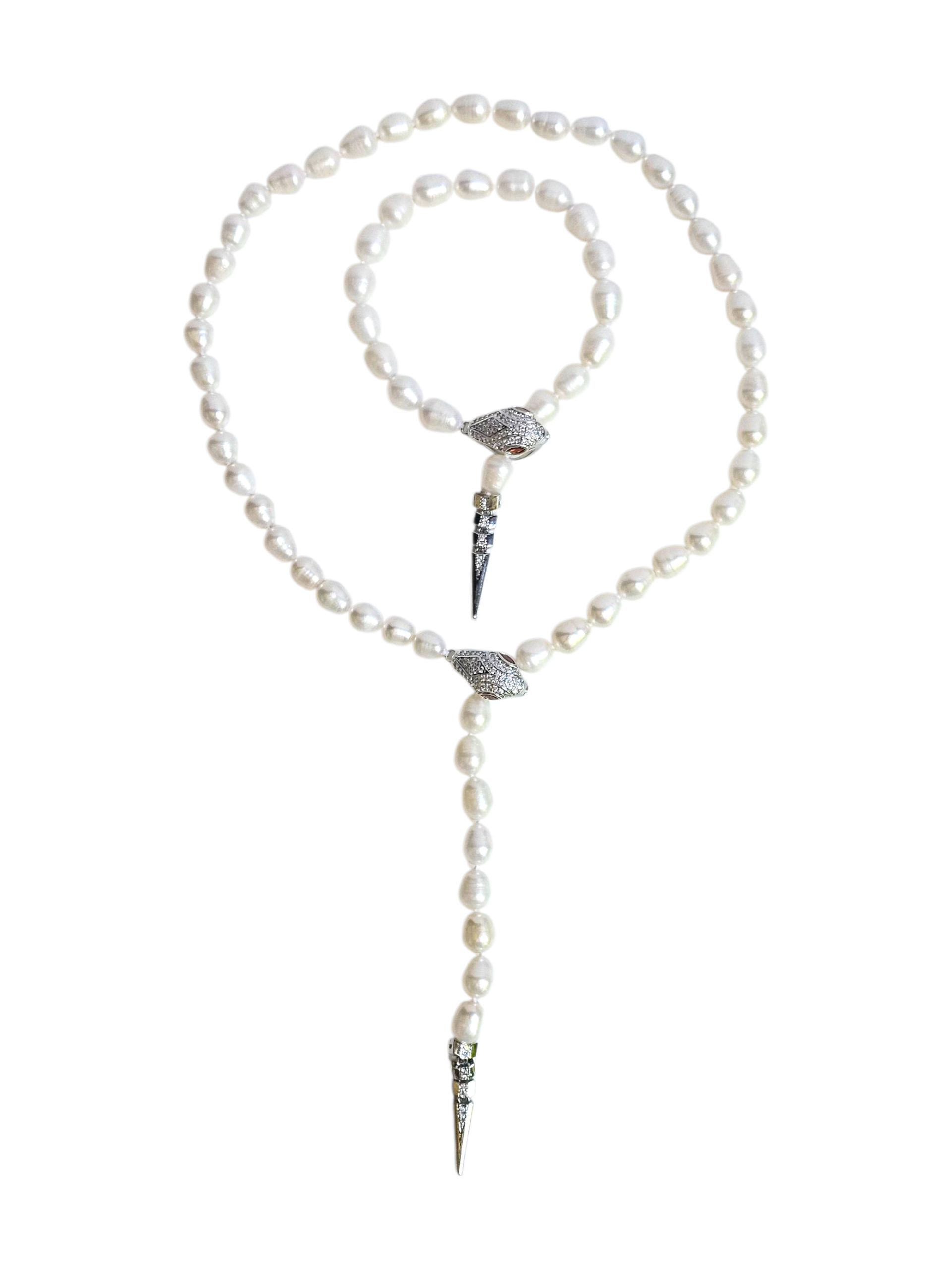 Serpent Lariat Pearl Set