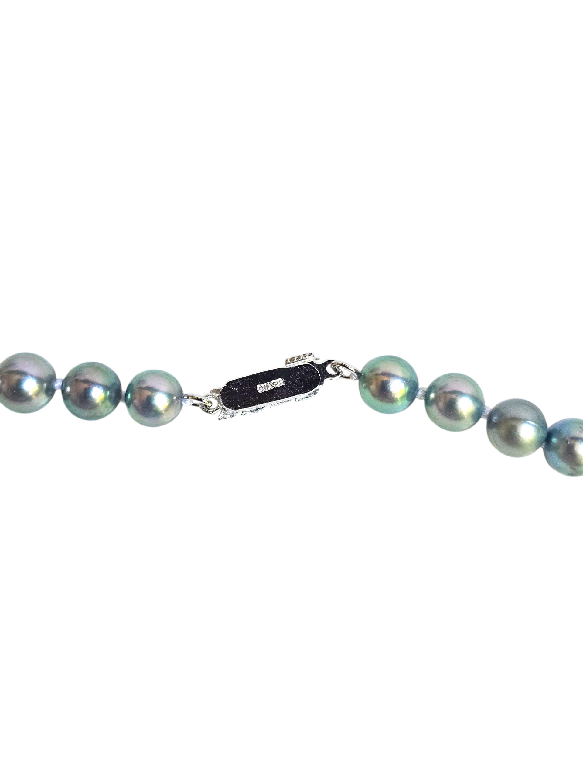 Silver Blue Green Japanese Akoya Pearl Strand