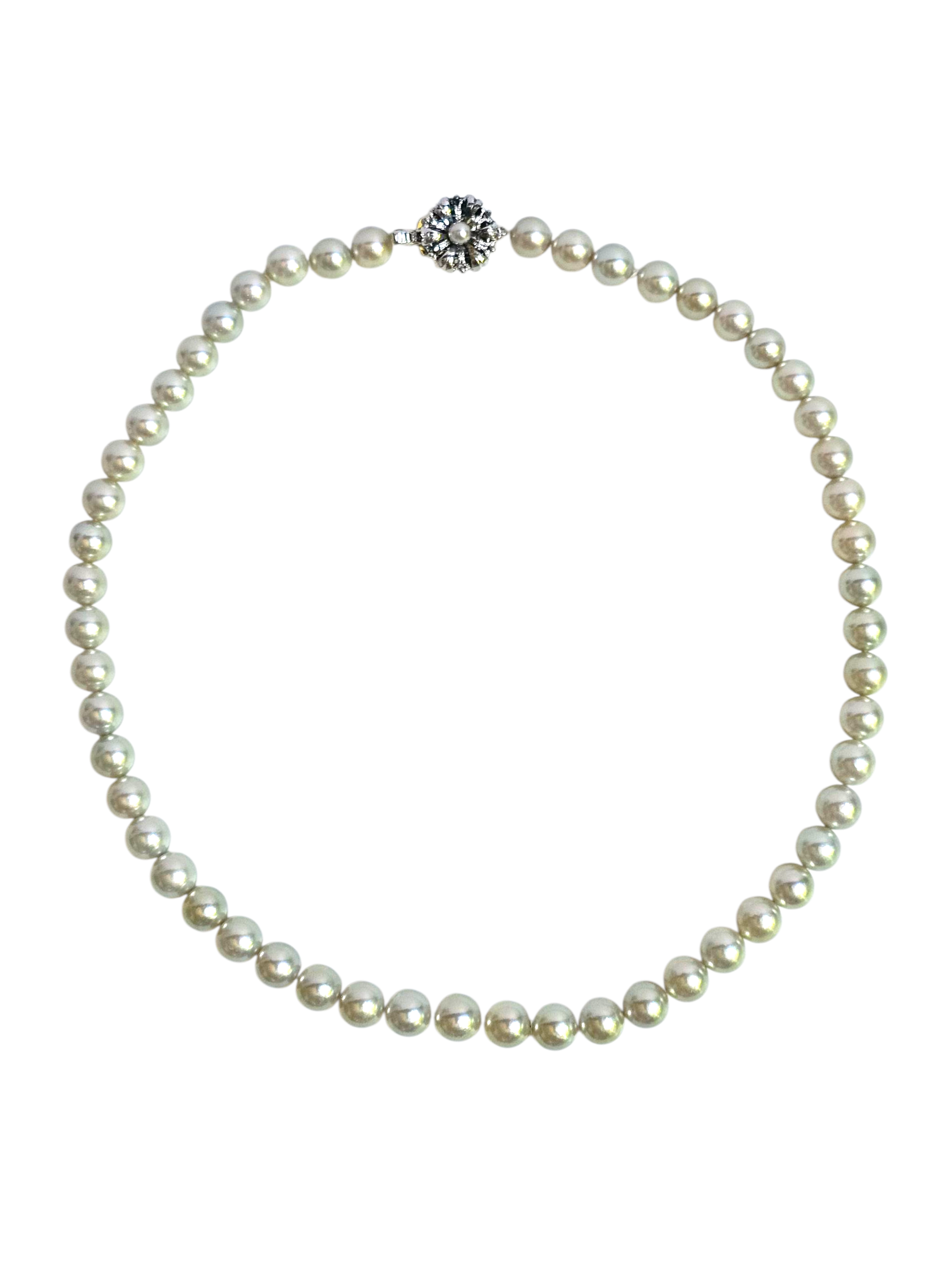 Silver Champagne Japanese Akoya Pearl Necklace