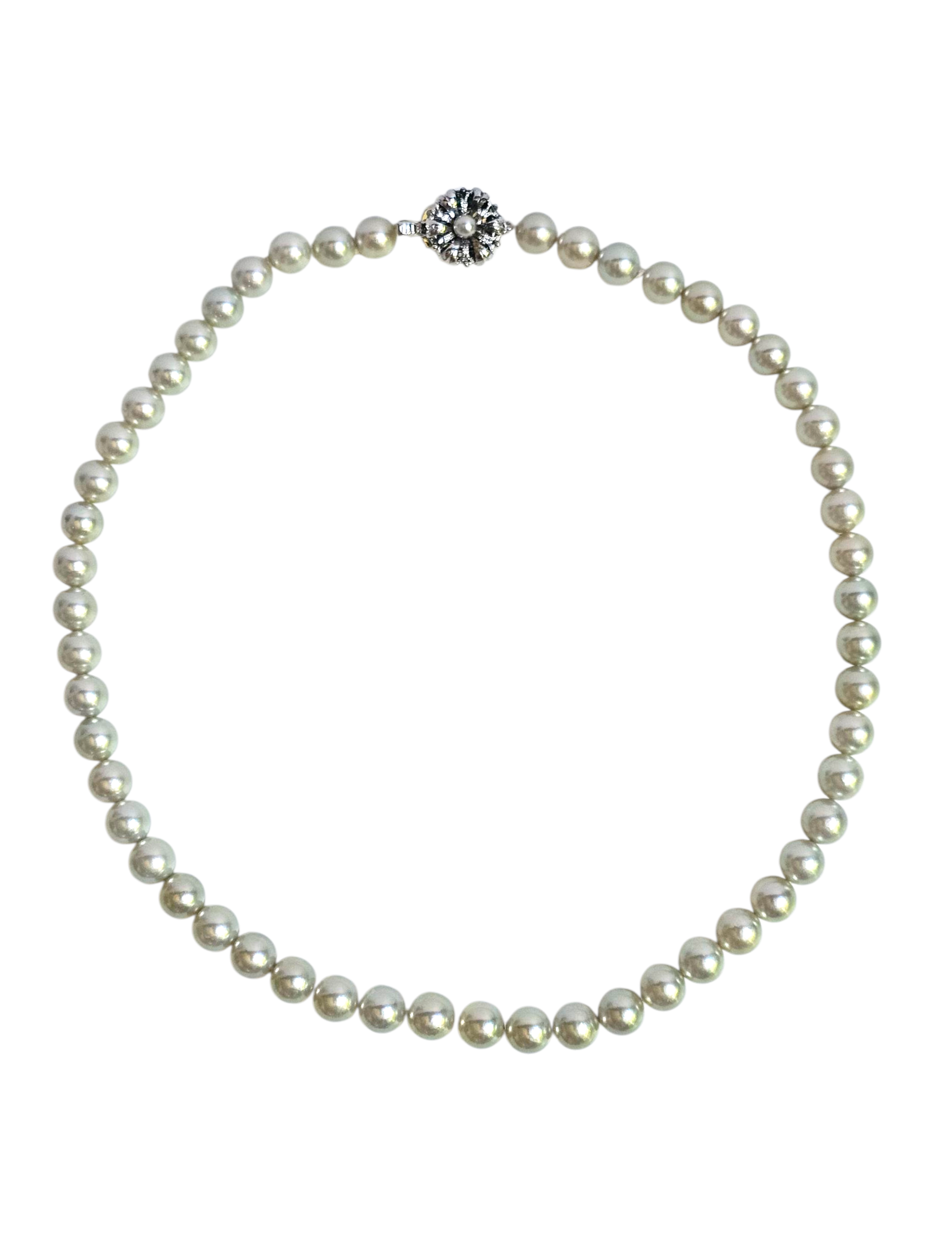 Silver Champagne Japanese Akoya Pearl Necklace