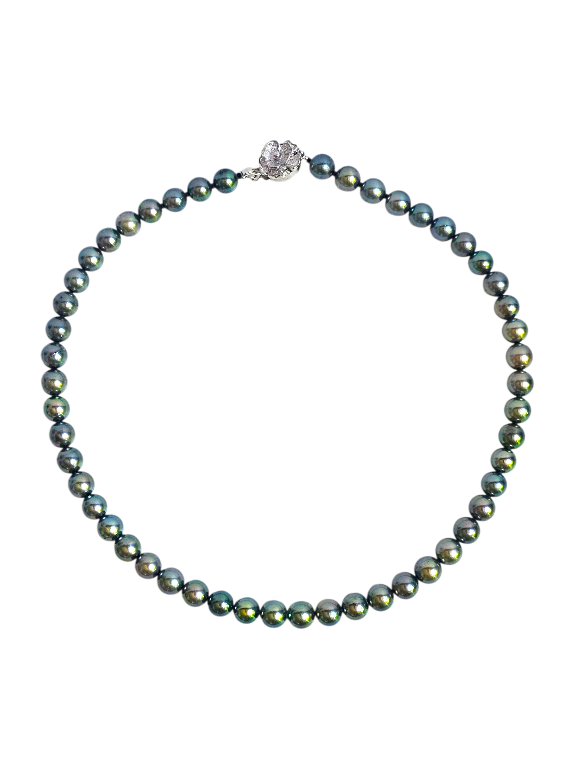 Peacock Green Japanese Akoya Pearl Necklace