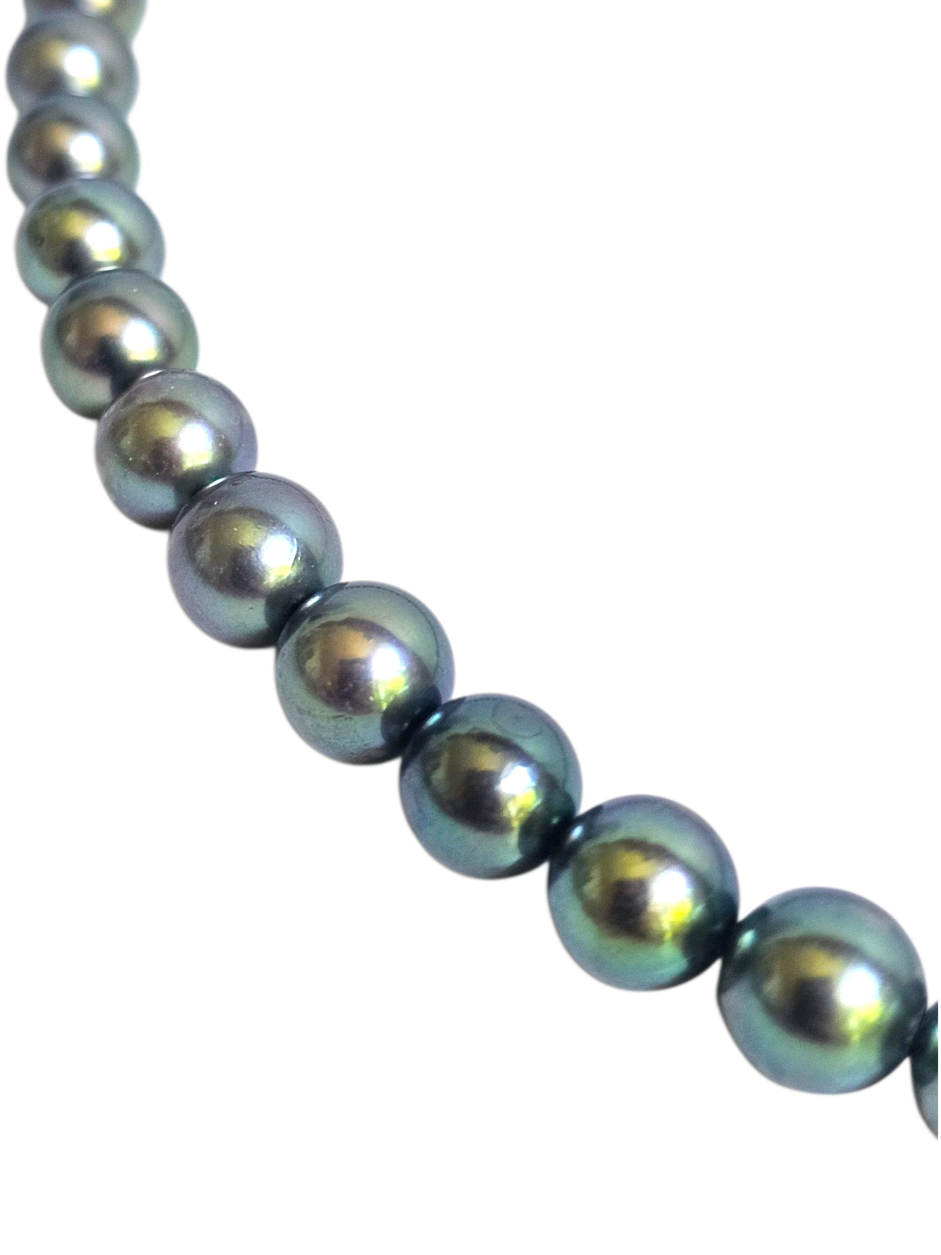 Peacock Green Japanese Akoya Pearl Necklace