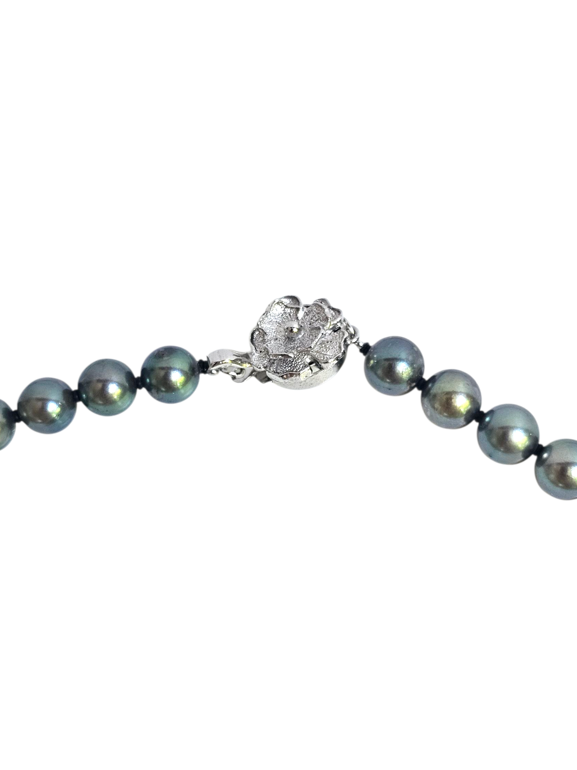 Peacock Green Japanese Akoya Pearl Necklace