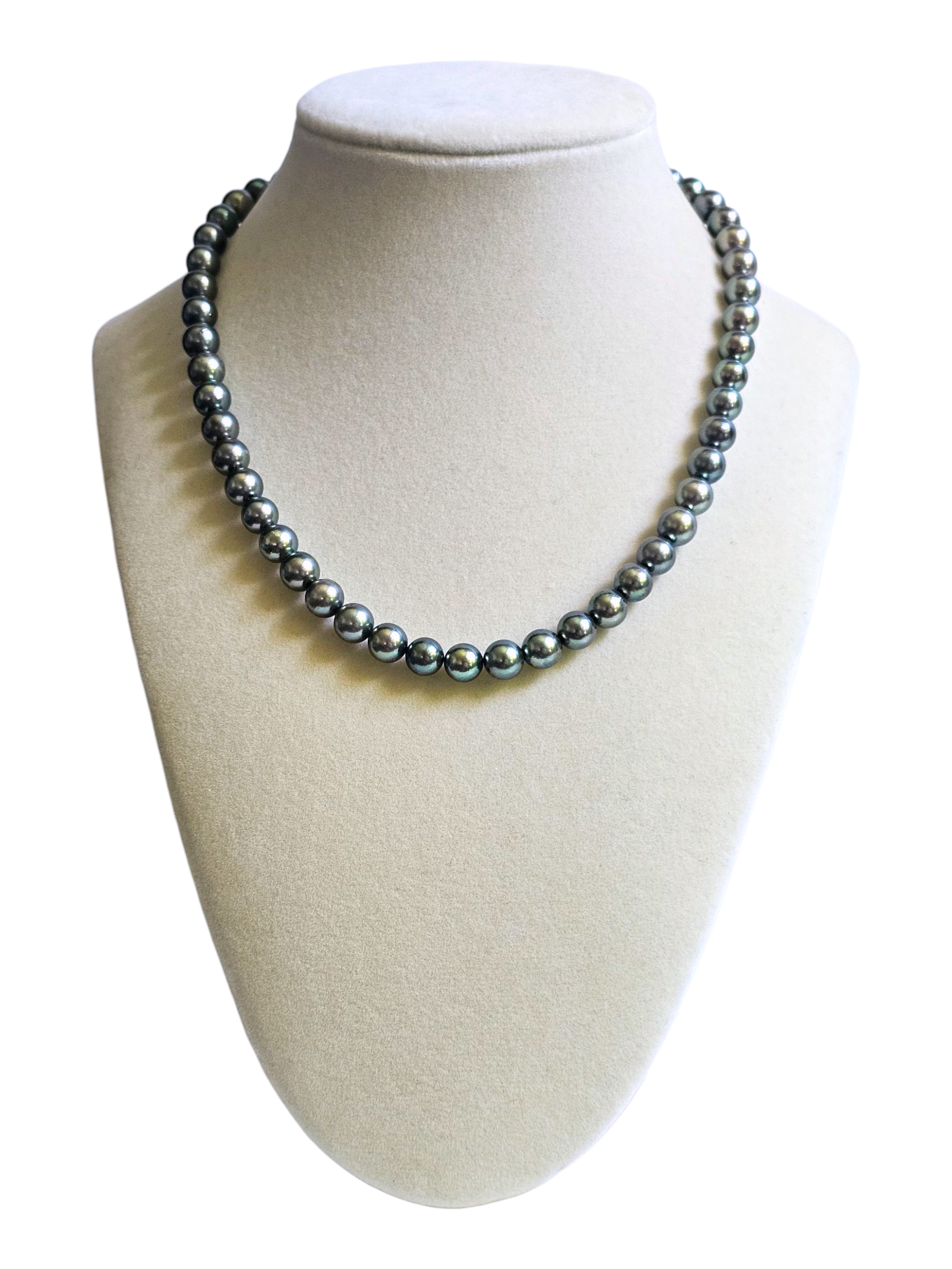 Peacock Green Japanese Akoya Pearl Necklace