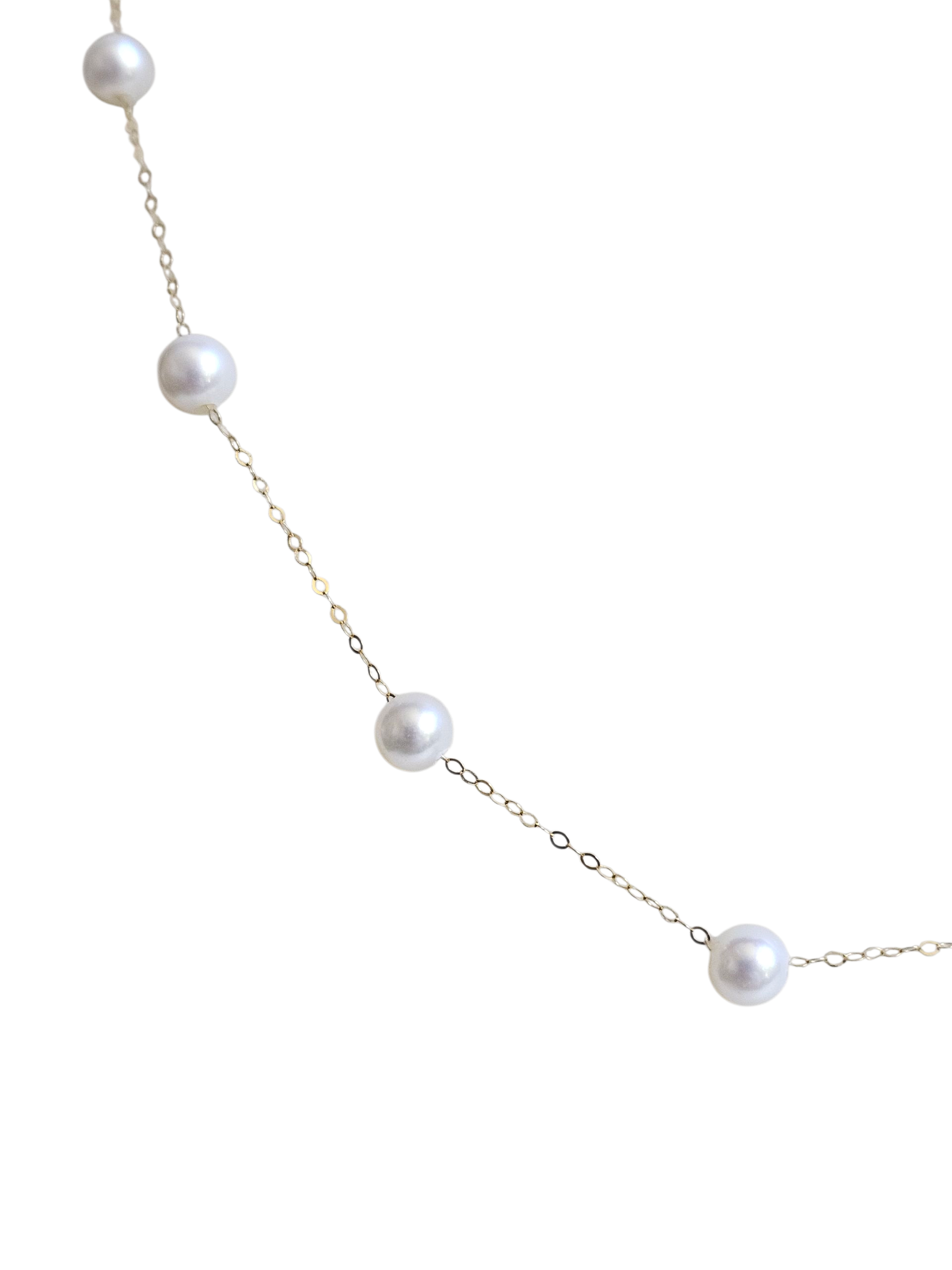 18K Gold Baby Akoya Pearl Station Necklace