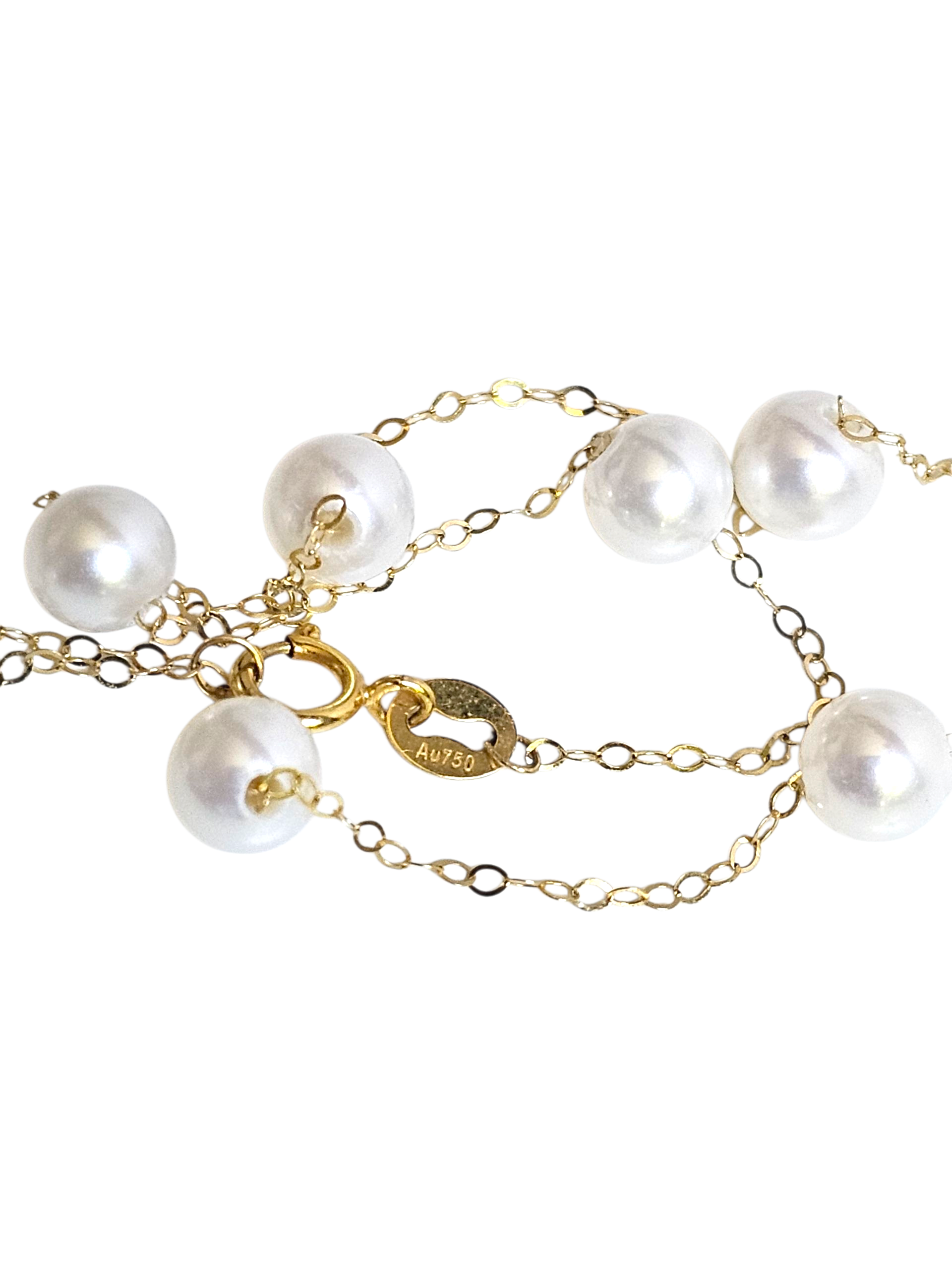 18K Gold Baby Akoya Pearl Station Necklace