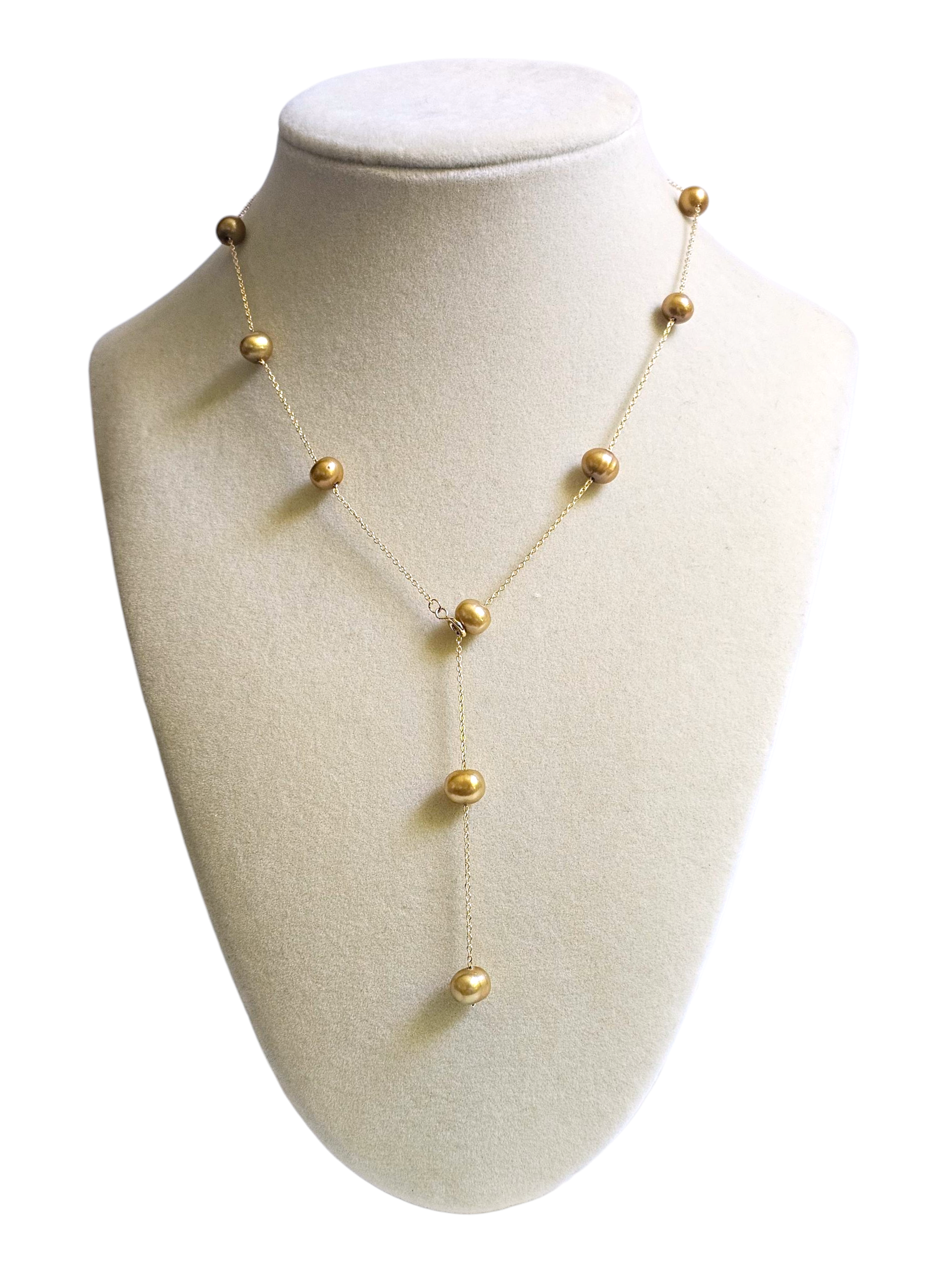 Deep Golden Station Pearl Necklace