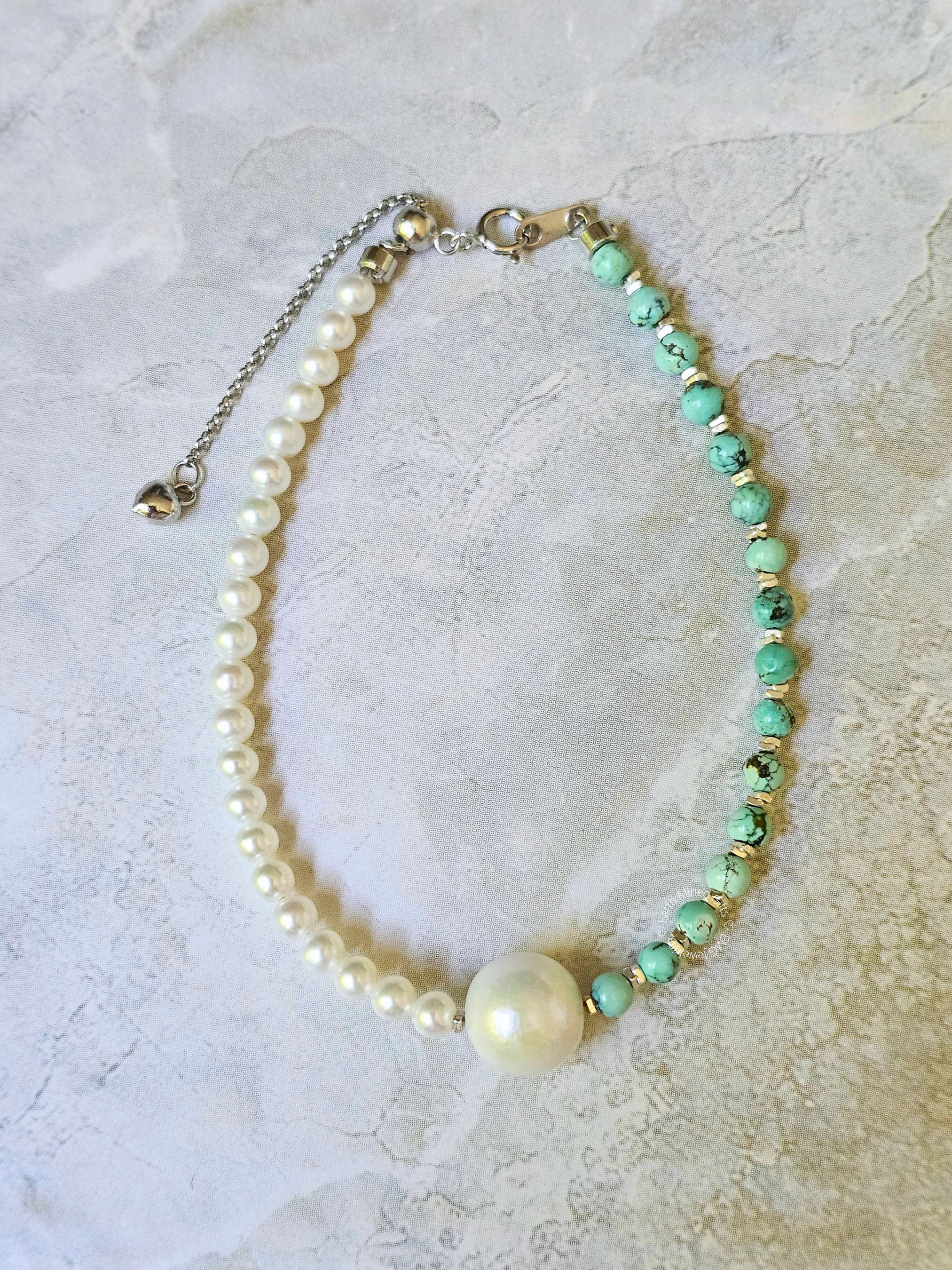 Pearl and Turquoise Beaded Bracelet