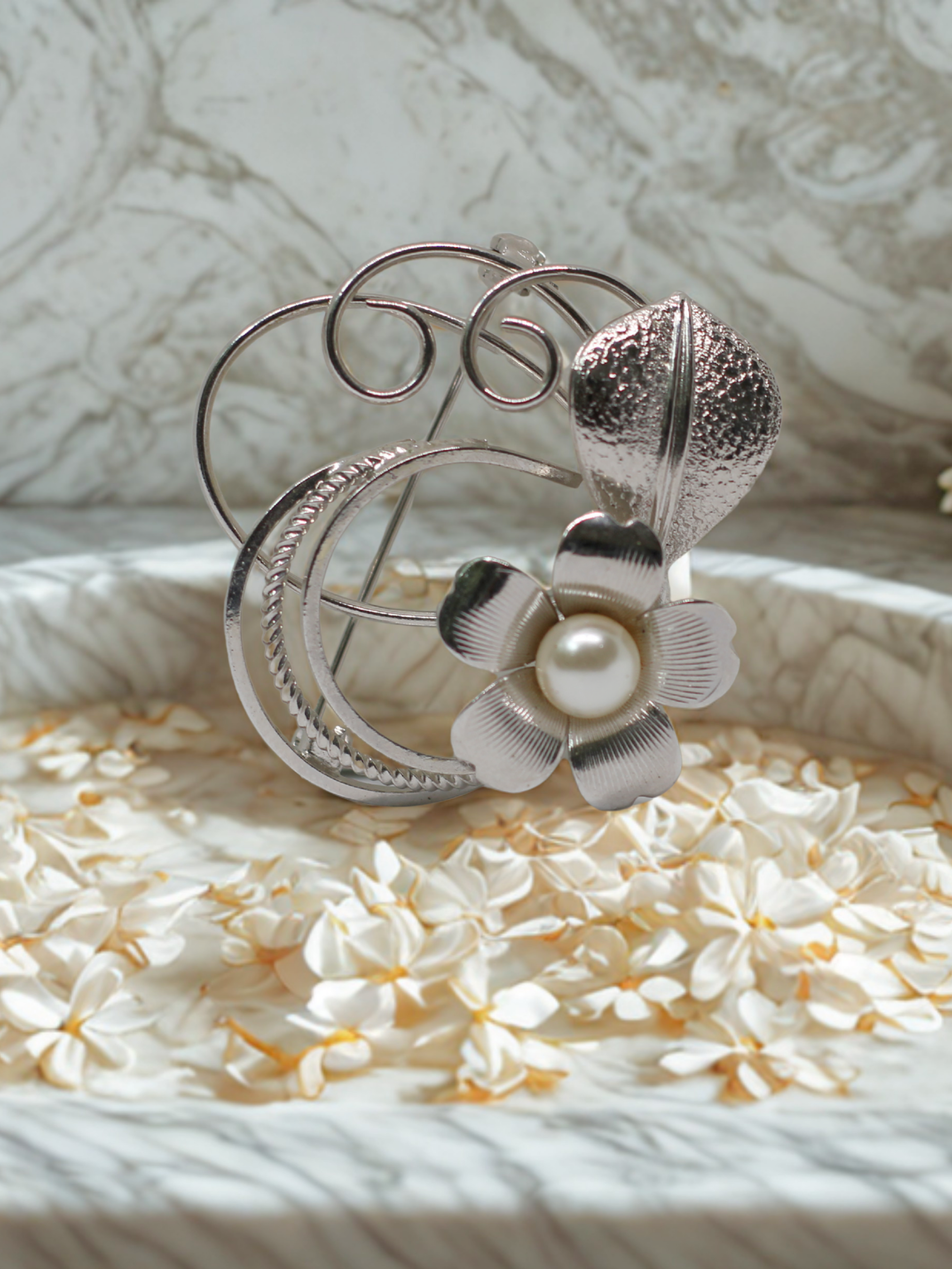 Floral Akoya Pearl Brooch