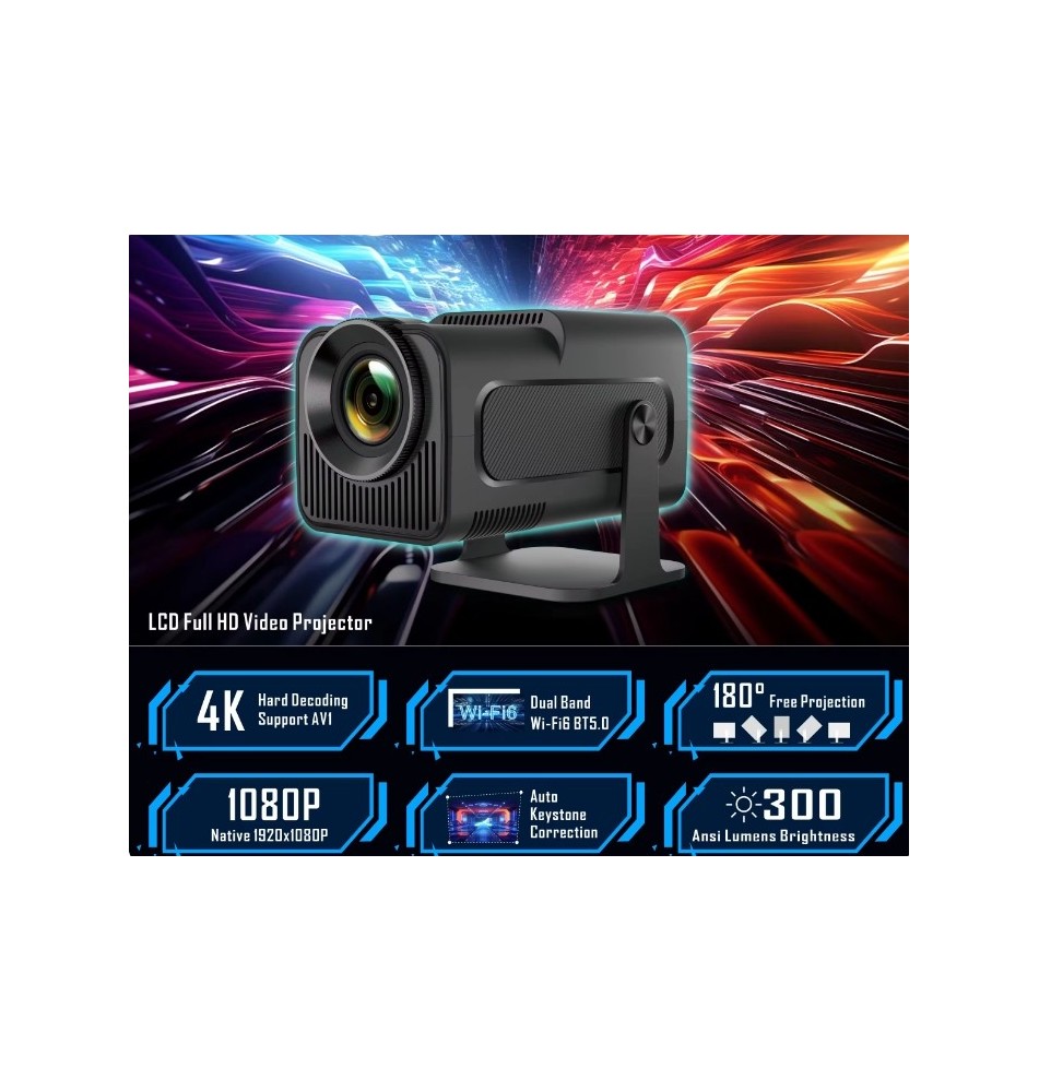 Proyector Portátil HY320 Mini Proyector 4K Android 11.0
