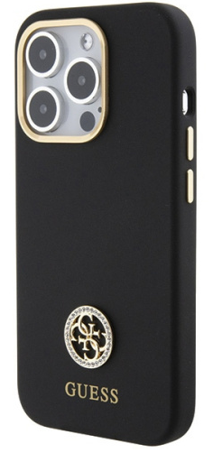 GUESS CARCASA SILICONE STRASS IPHONE 16 PRO MAX NEGRO