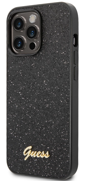 GUESS CARCASA 4G GLITTER METAL LOGO IPHONE 14 PRO MAX NEGRO