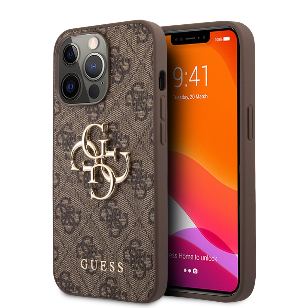 GUESS CARCASA 4G METAL LOGO IPHONE 14 PRO MAX MARRÓN