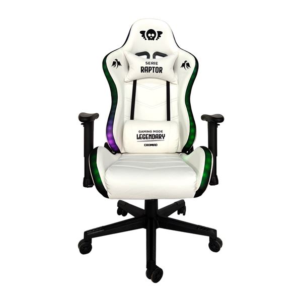 SILLA GAMING RGB SERIE RAPTOR LEGENDARY BLANCA CROMAD