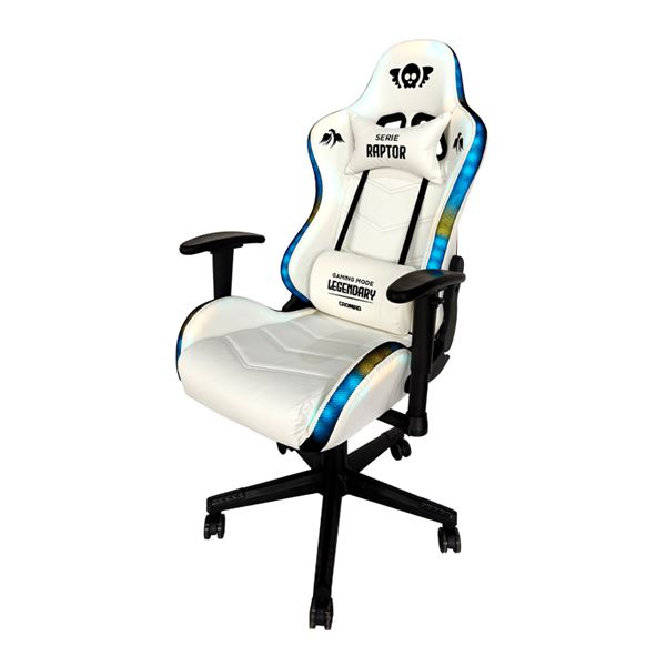 SILLA GAMING RGB SERIE RAPTOR LEGENDARY BLANCA CROMAD