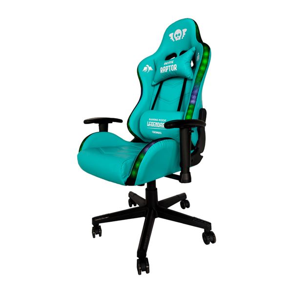 SILLA GAMING RGB SERIE RAPTOR LEGENDARY VERDE CROMAD