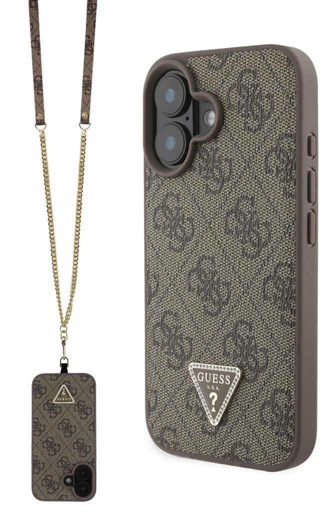 GUESS CARCASA STRASS CROSSBODY IPHONE 16 PLUS MARRÓN 