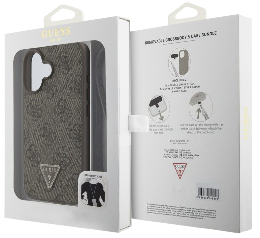 GUESS CARCASA STRASS CROSSBODY IPHONE 16 PLUS MARRÓN 