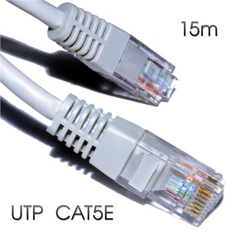 CABLE DE RED UTP CAT 5E 15M GRIS CLARO CROMAD