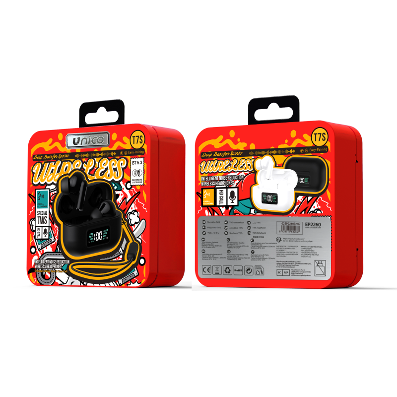 Auriculares intrauditivos TWS con Bluetooth y pantalla digital rojo 