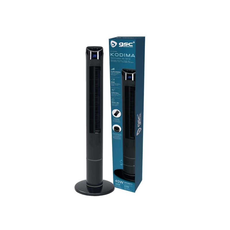 Ventilador De Torre Con Mando Kodima Negro