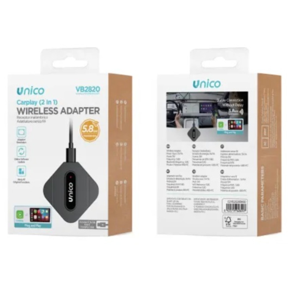 Unico Carplay 2 en 1 Adaptador Inalambrico VB2820