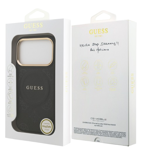GUESS CARCASA MAGSAFE PEONY IPHONE 17 PRO MAX NEGRO