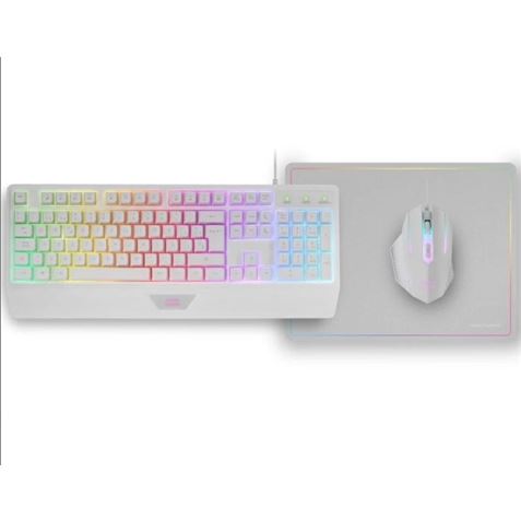 PACK GAMING TECLADO H-MEC | RATON | ALFOMBRILLA RGB BLANCO MCP124 MARS GAMI