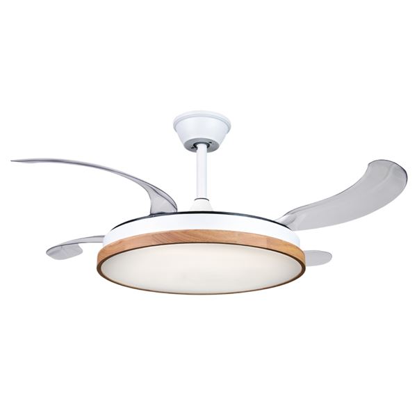 VENTILADOR DE TECHO RETRÁCTIL 30W CON LED Y 6 VELOCIDADES MADERA MUVIP