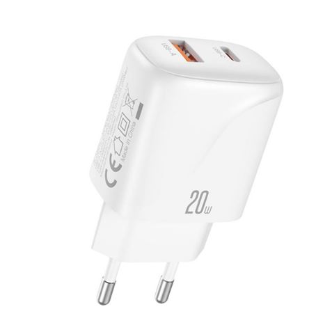 CARGADOR USB+USB-C 20W L158 BLANCO XO