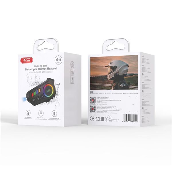 INTERCOMUNICADOR BLUETOOTH PARA CASCO CON RGB BE56 XO