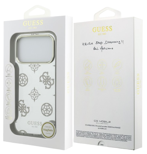 GUESS CARCASA MAGSAFE MIRROR GLITTER IPHONE 17 PRO MAX DORADO