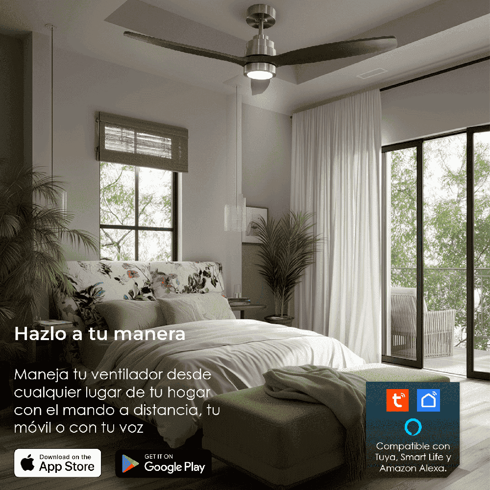 Ventilador techo con luz LED DC Alexa 6 vel.