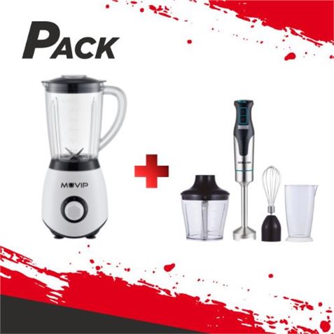 PACK BATIDORA DE VASO 1300W + BATIDORA DE MANO CON ACCESORIOS MUVIP