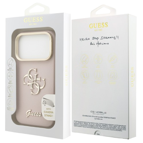 GUESS CARCASA GRAINED 4G SOPORTE CAMARA IPHONE 17 PRO ROSA