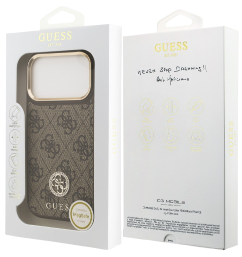 GUESS CARCASA MAGSAFE 4G STRASS IPHONE 17 PRO MAX MARRON