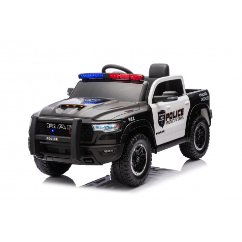COCHE INFANTIL A BATERIA CON CONTROL REMOTO RAM 1500 POLICIA NEGRO