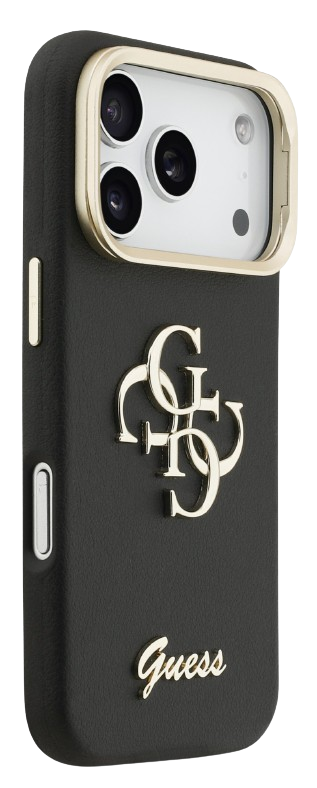 GUESS CARCASA GRAINED 4G SOPORTE CAMARA IPHONE 17 PRO MAX NEGRO