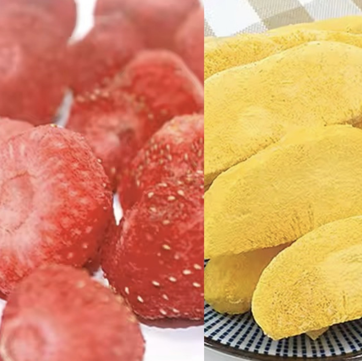 Freeze-dried fruits mango and strawberry 