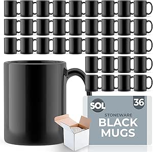 Black Stoneware Mugs Set