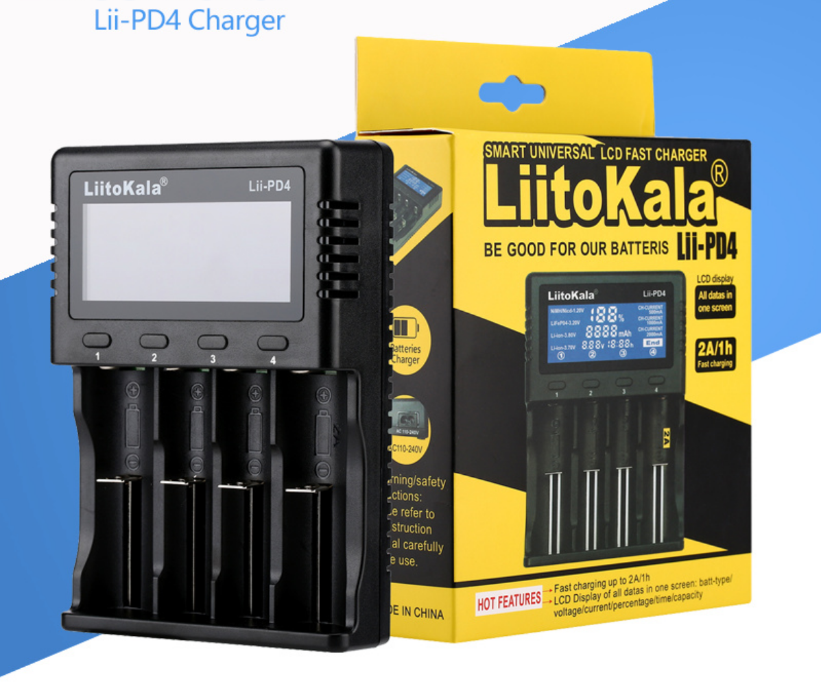 4 Slots Smart Chargers with LCD display