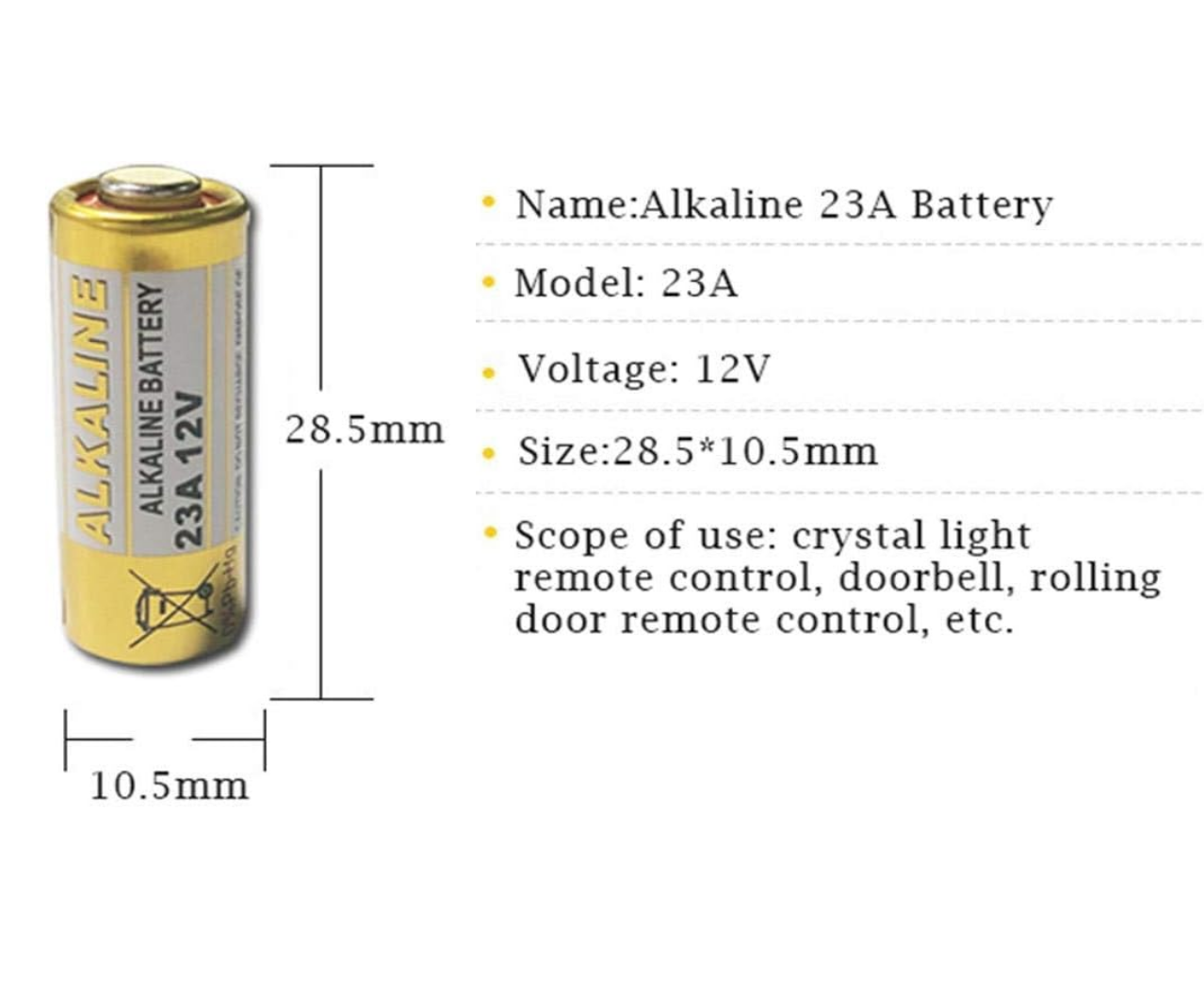 Alkaline Battery 23A 12 Volt
