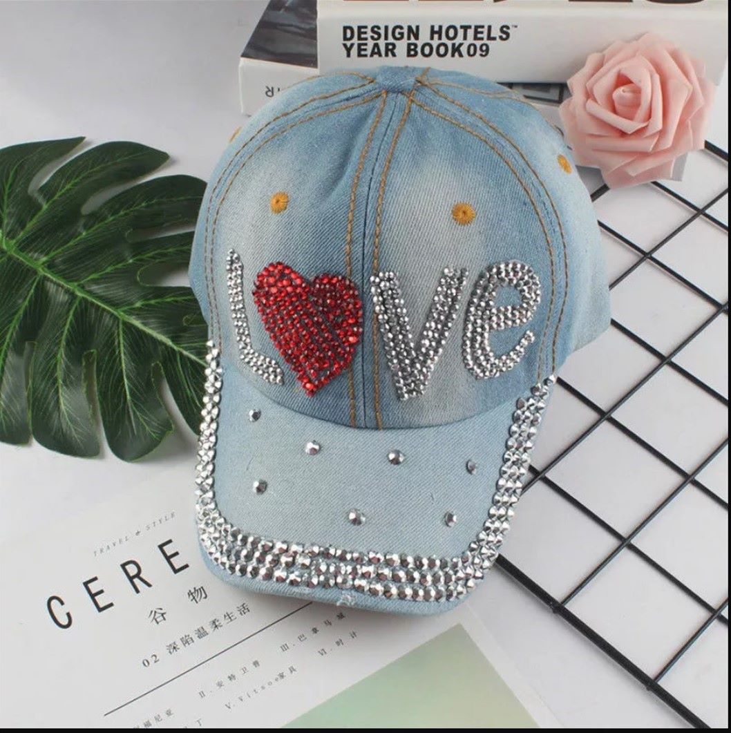 Women's Bling Love Hat-Red