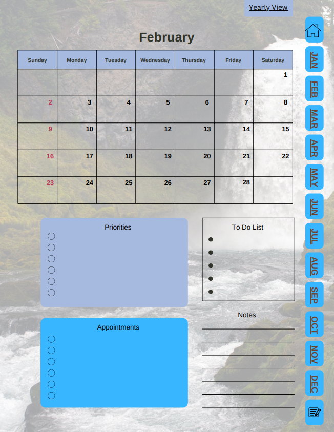 Digital Planner 2025-for waterfall lovers
