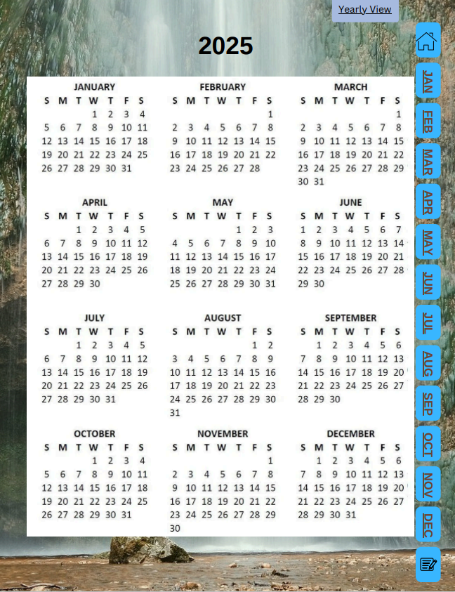 Digital Planner 2025-for waterfall lovers