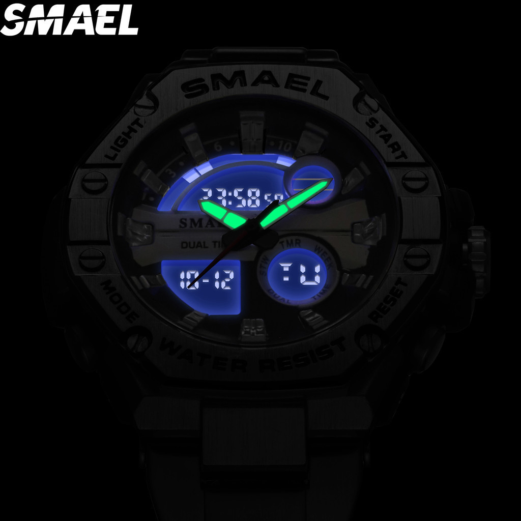 Relógio Smael Dual Time  Silver 