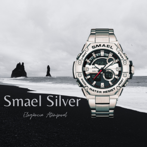 Relógio Smael Dual Time  Silver 