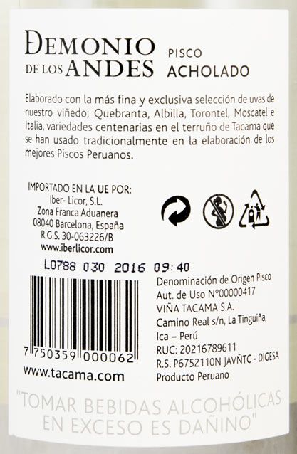 Demonio de los Andes Pisco Acholado